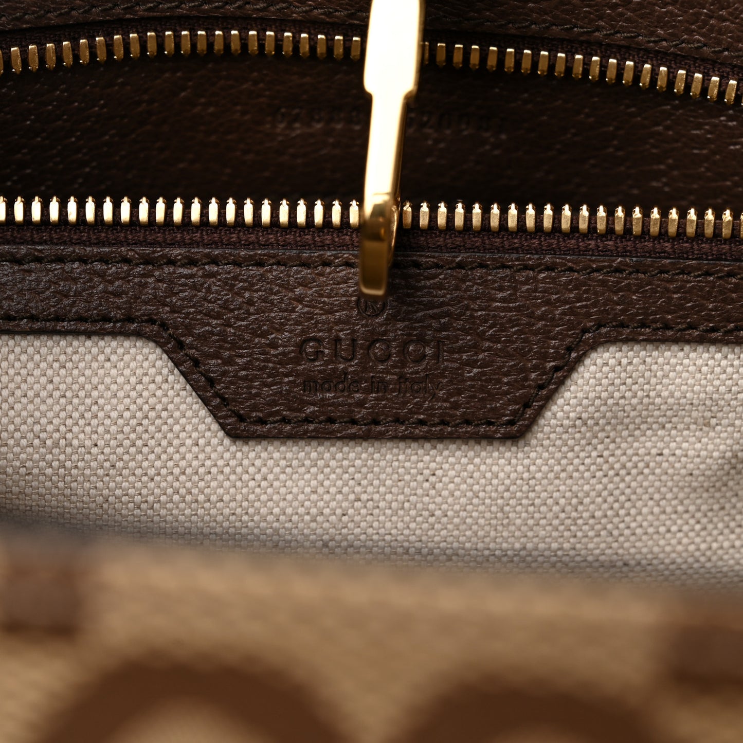 Monogram Jumbo GG Textured Dollar Calfskin Web Tote Bag Camel Ebony New Acero