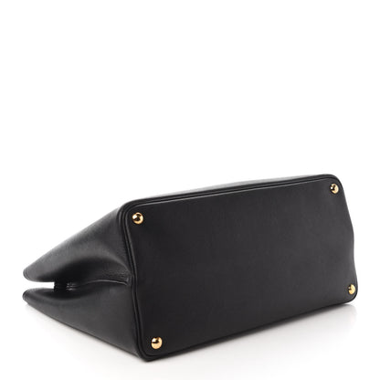 Prada Saffiano Cuir Large Double Bag Black Fuoco 4 of 9