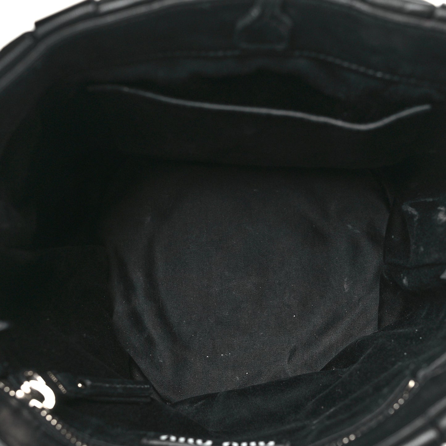Nappa Woven Crystal Chain Bucket Bag Black