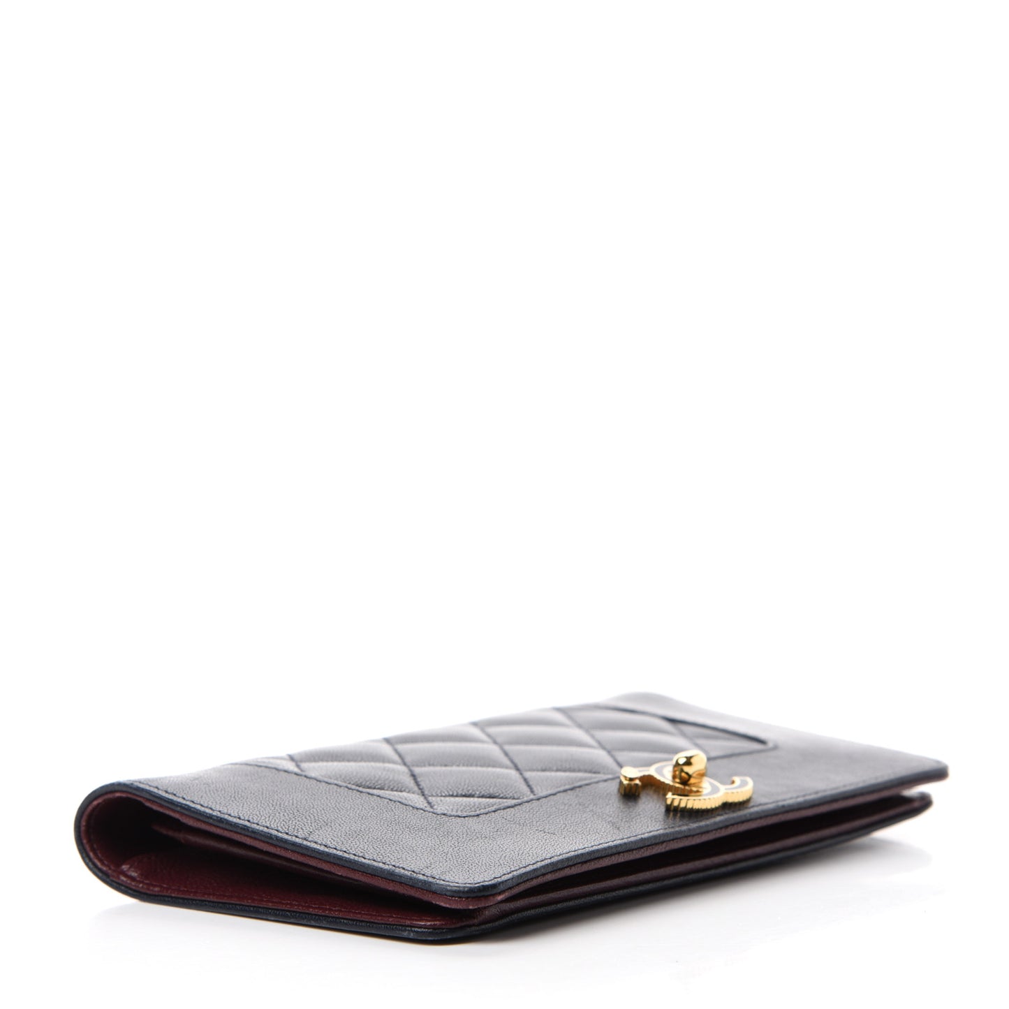 Sheepskin Quilted Mademoiselle Vintage Yen Wallet Navy