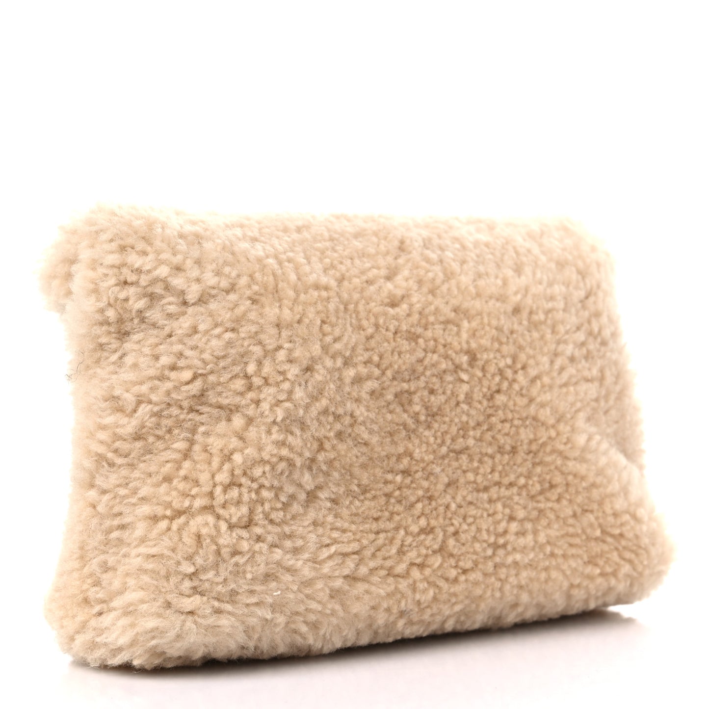 Shearling Quilted Monogram Loulou Puffer Pouch Clutch Natural Beige Brick
