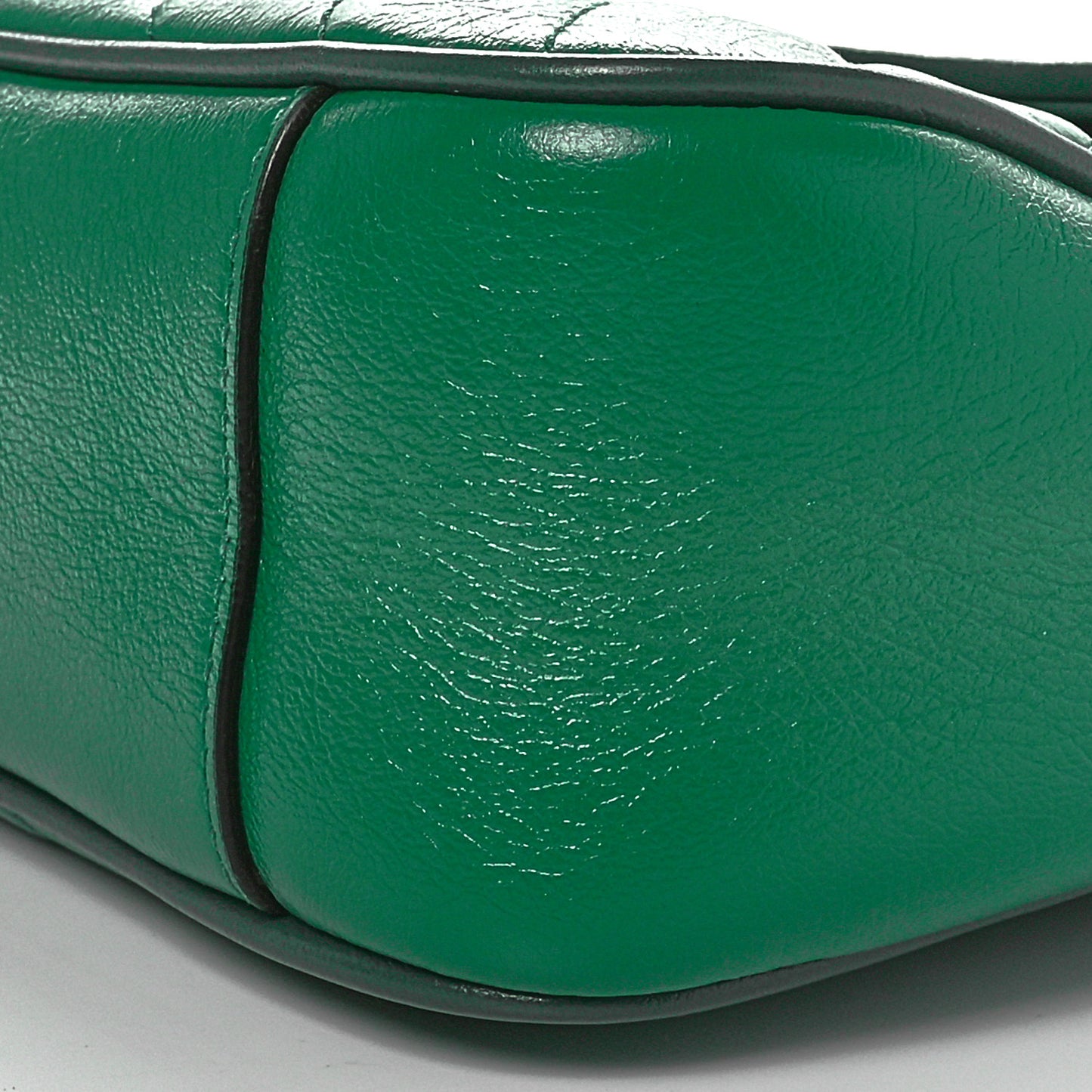 Azalea Calfskin Enamel Matelasse Diagonal Small Torchon GG Marmont Shoulder Bag New Shamarock Emerald