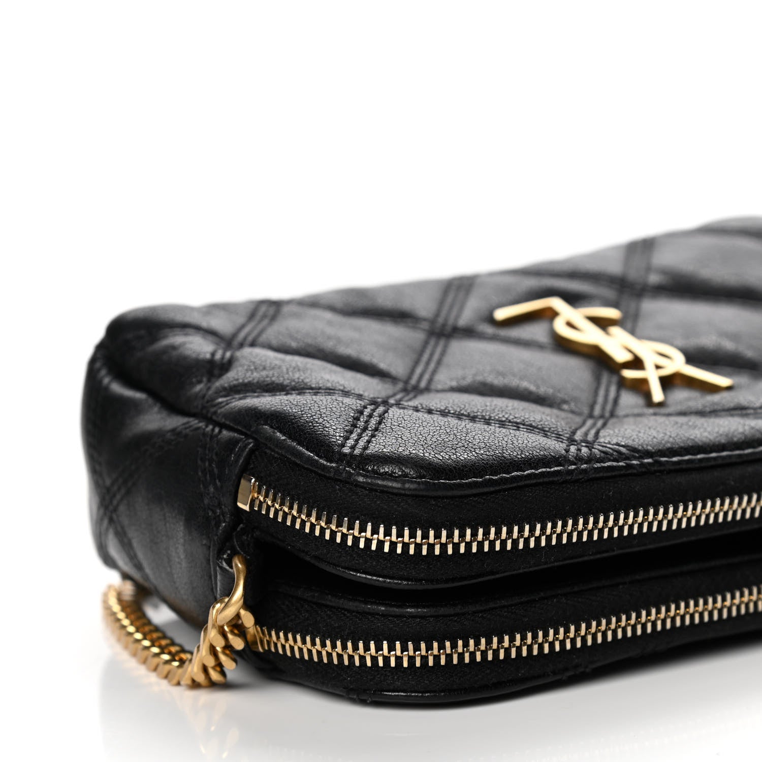 Saint Laurent Grained Lambskin Quilted Mini Becky Double Zip Bag Black 10 of 14