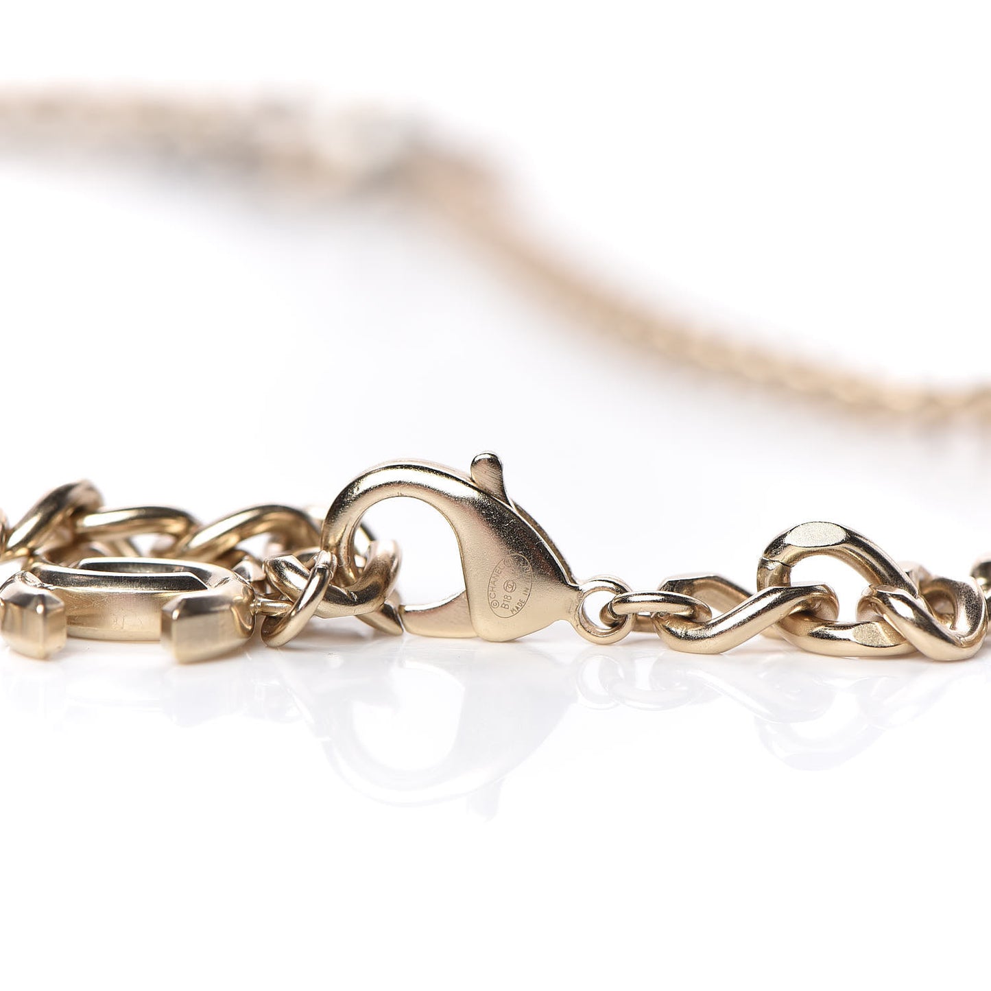 Lambskin Pearl Chain Camellia Fancy Belt 80 Black Gold