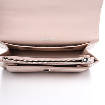 Saint Laurent Calfskin Crocodile Embossed Monogram Sunset Chain Wallet Soft Nude 5 of 9