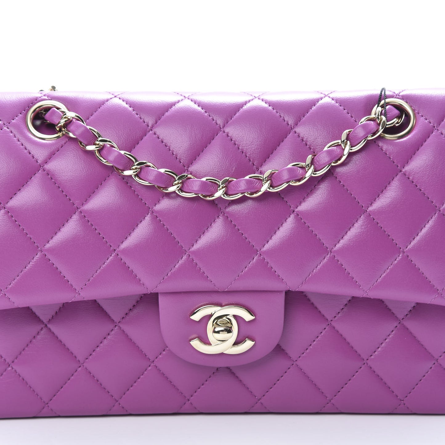 Lambskin Quilted Small Double Flap Purple