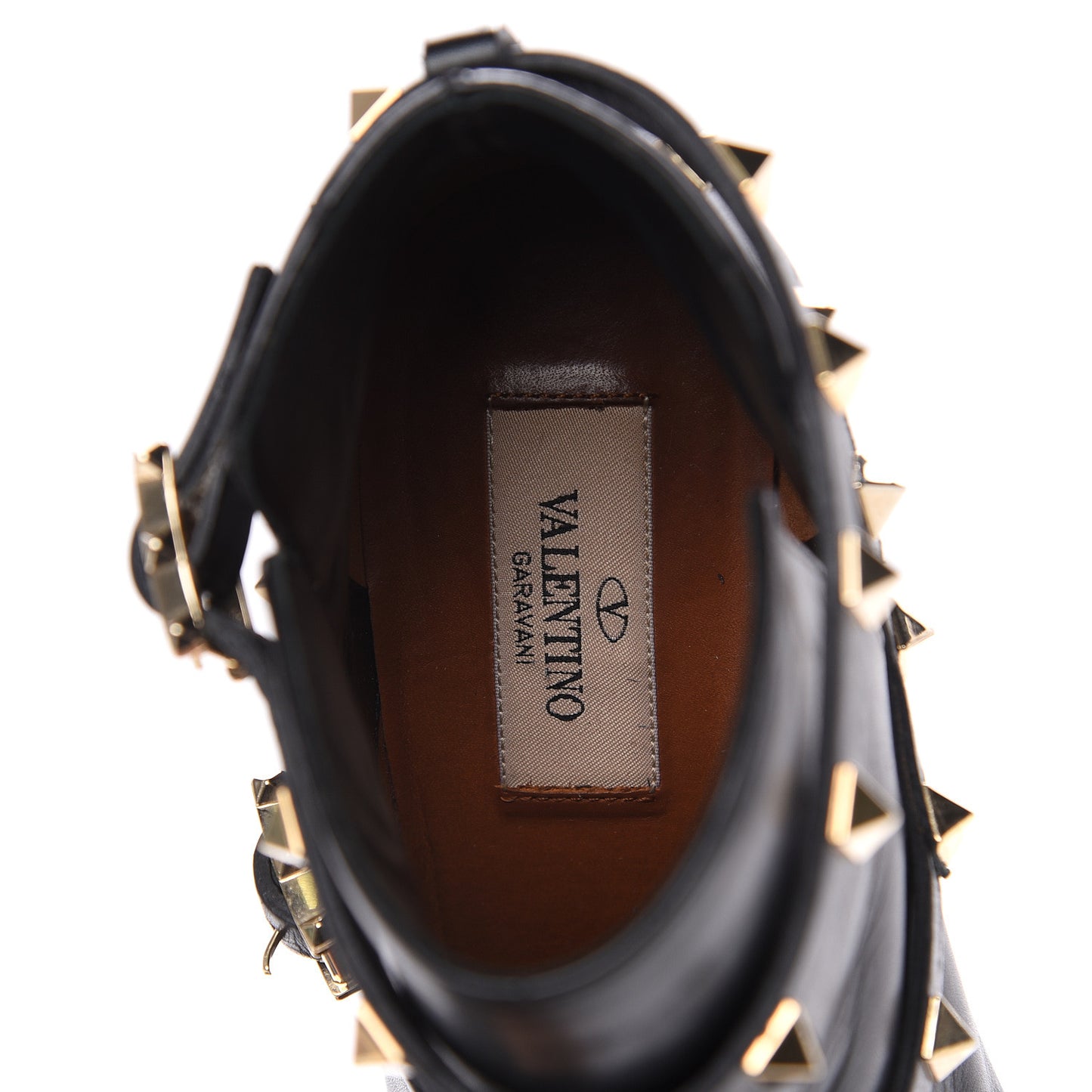 Calfskin Rockstud Double Buckle 100mm Ankle Boots 36 Black