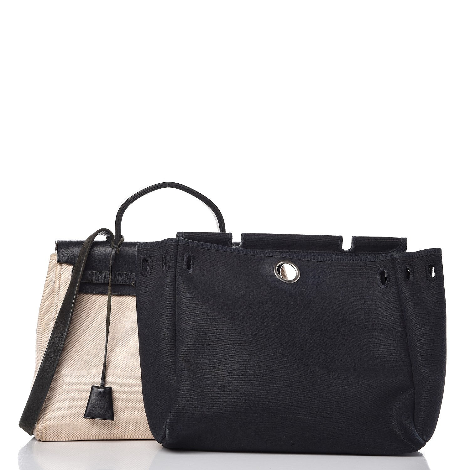 Hermes Toile Vache Calfskin Herbag 30 PM Natural Black 8 of 54