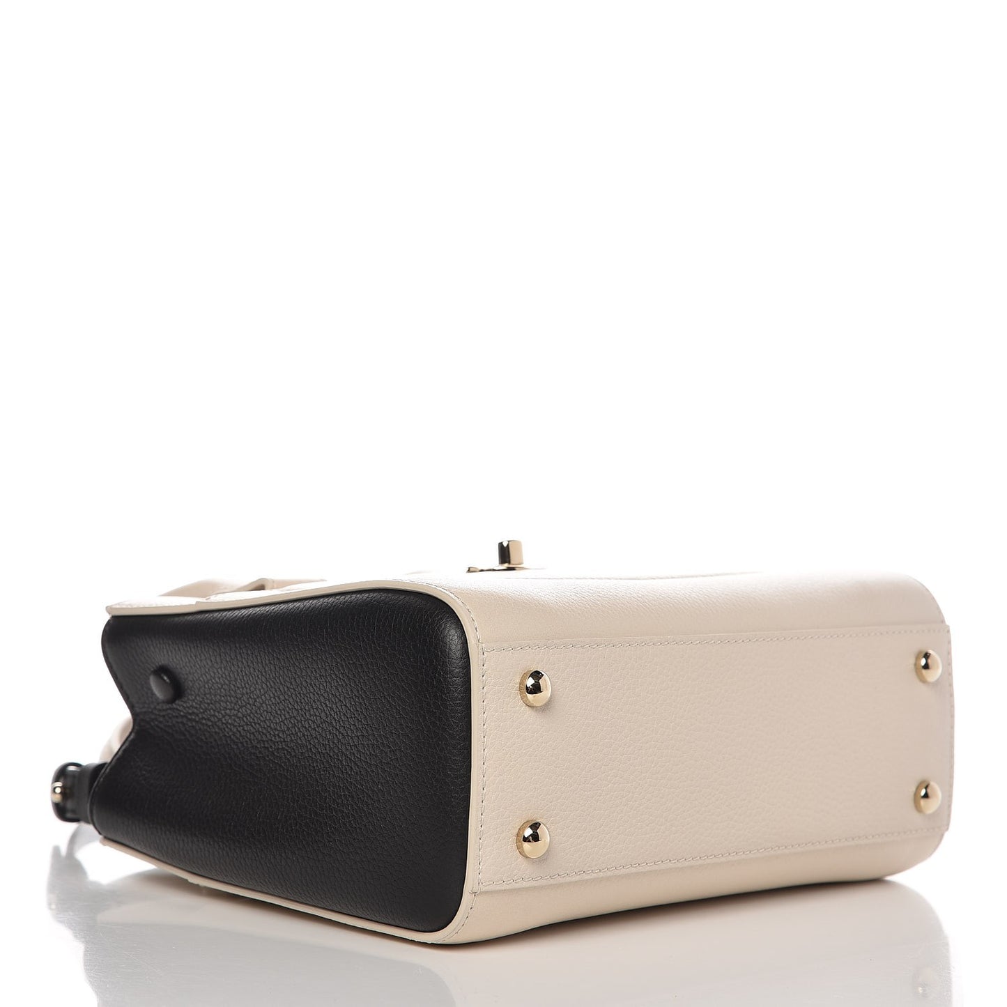Grained Calfskin Mini Bi-Color Neo Executive Shopper Tote Beige Black
