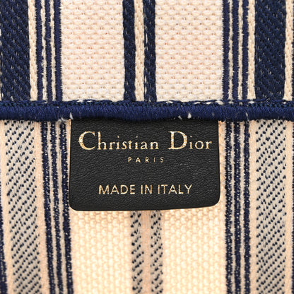 Christian Dior Canvas Embroidered Forte Dei Marmi Striped Book Tote Blue 6 of 22