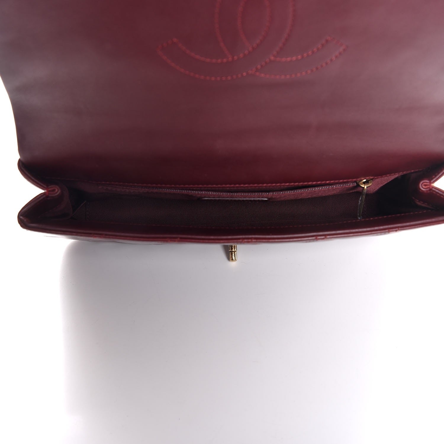 Chanel Calfskin Quilted Gold Bar Flap Burgundy 5 of 7