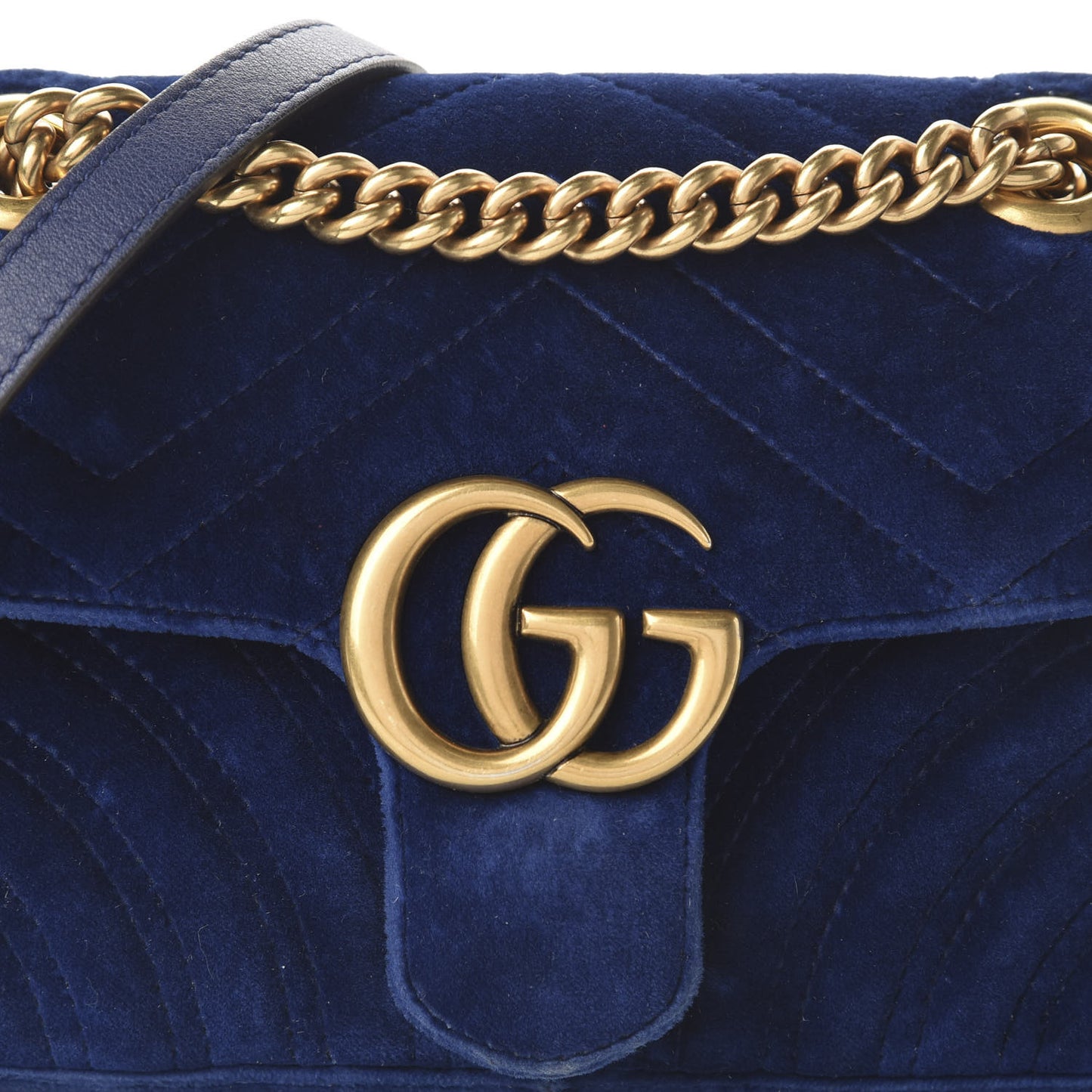 Velvet Matelasse Mini GG Marmont Shoulder Bag Cobalt Blue