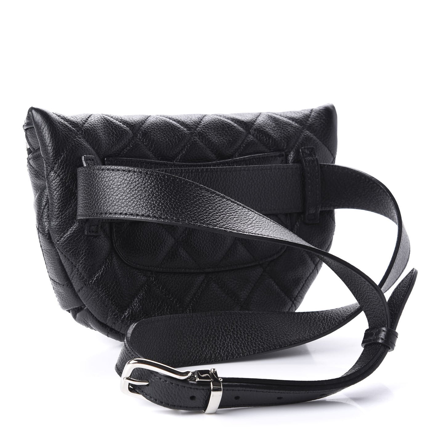 Grained Calfskin Quilted Waist Belt Bag Black