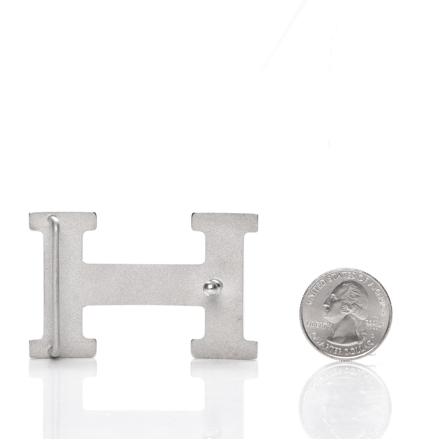 Polished Palladium 32mm H Belt Buckle Silver