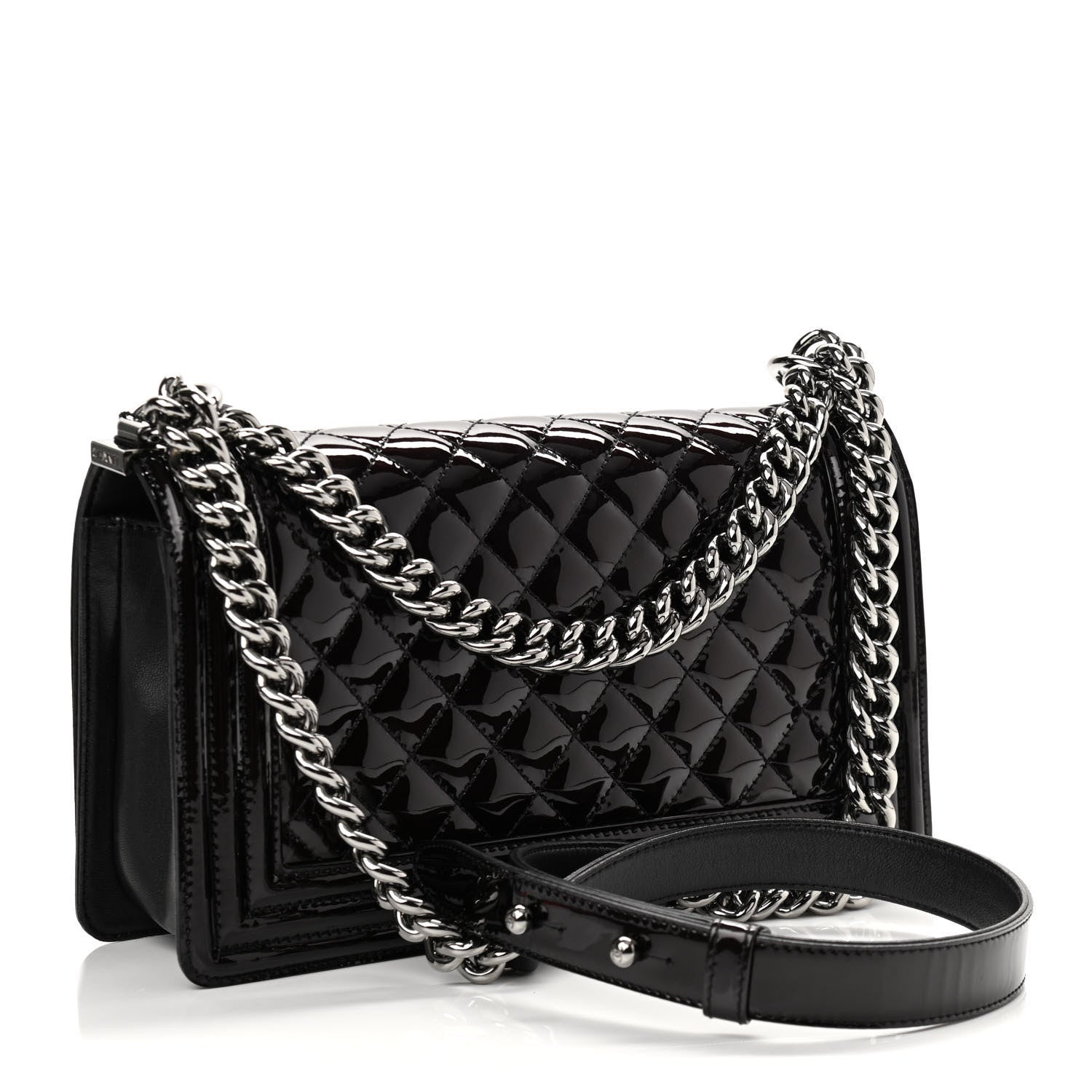 Chanel Patent Calfskin Quilted Medium Boy Flap Black 2 of 11