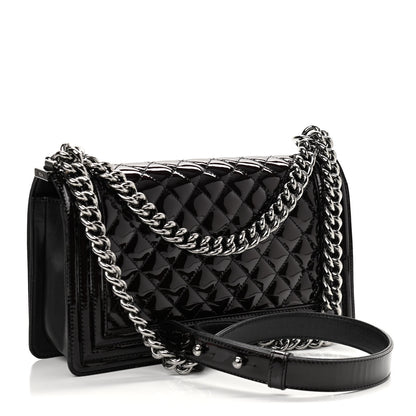 Chanel Patent Calfskin Quilted Medium Boy Flap Black 2 of 11