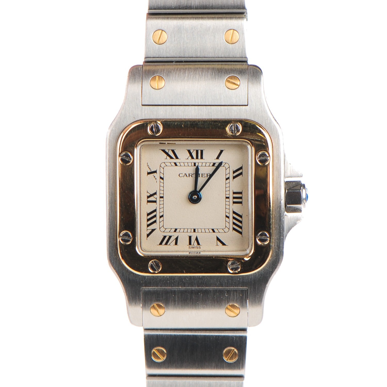 Cartier Stainless Steel 18K Yellow Gold 24mm Santos De Cartier Galbee Quartz Watch 1 of 8