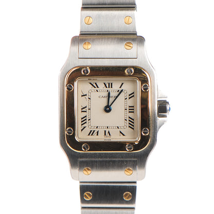 Cartier Stainless Steel 18K Yellow Gold 24mm Santos De Cartier Galbee Quartz Watch 1 of 8
