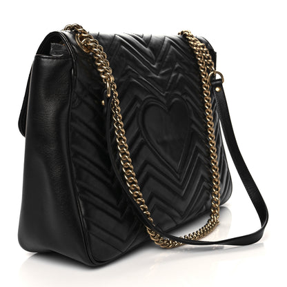 Gucci Calfskin Matelasse Large GG Marmont Shoulder Bag Black 3 of 12