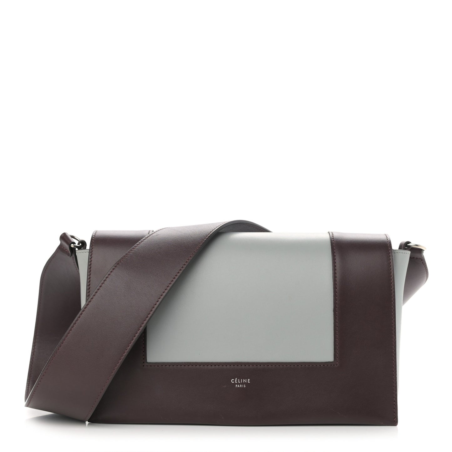 Shiny Smooth Calfskin Medium Frame Shoulder Bag Burgundy Pearl Blue