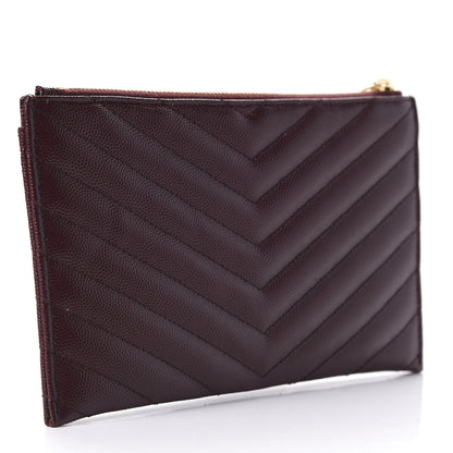 Saint Laurent Grain De Poudre Chevron Monogram Bill Pouch Palissandre 3 of 12