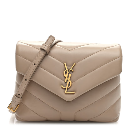 Saint Laurent Calfskin Y Quilted Monogram Toy Loulou Crossbody Bag Dark Beige 1 of 9