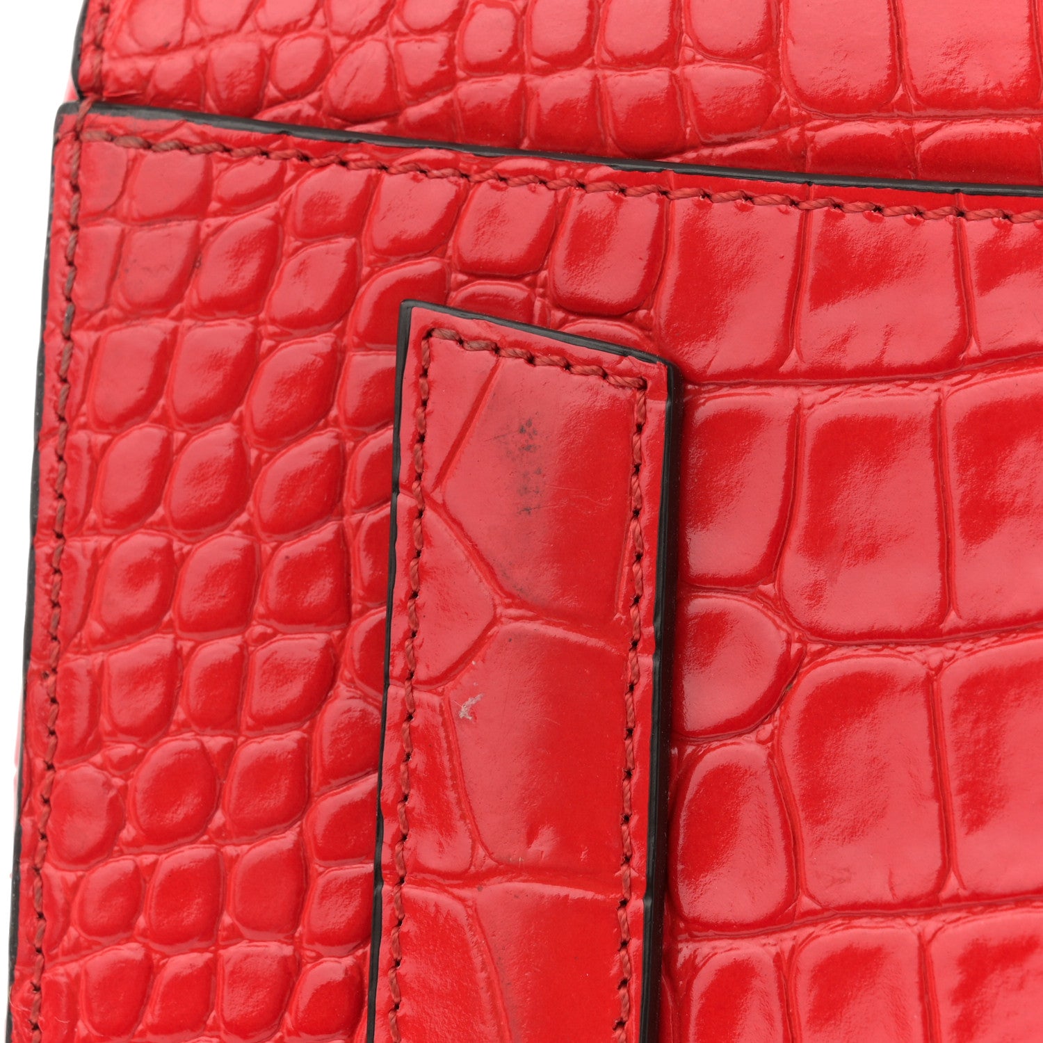 Givenchy Calfskin Crocodile Embossed Small Antigona Red 1714090