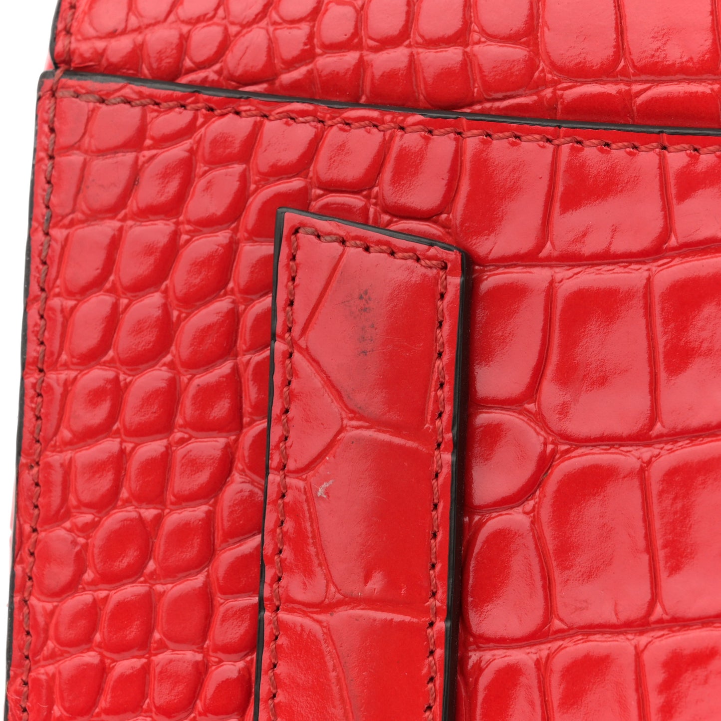 Calfskin Crocodile Embossed Small Antigona Red