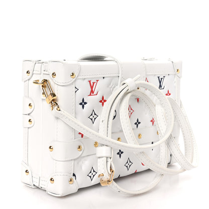 Louis Vuitton Lambskin Embossed Monogram Petite Malle Red White Blue 3 of 9
