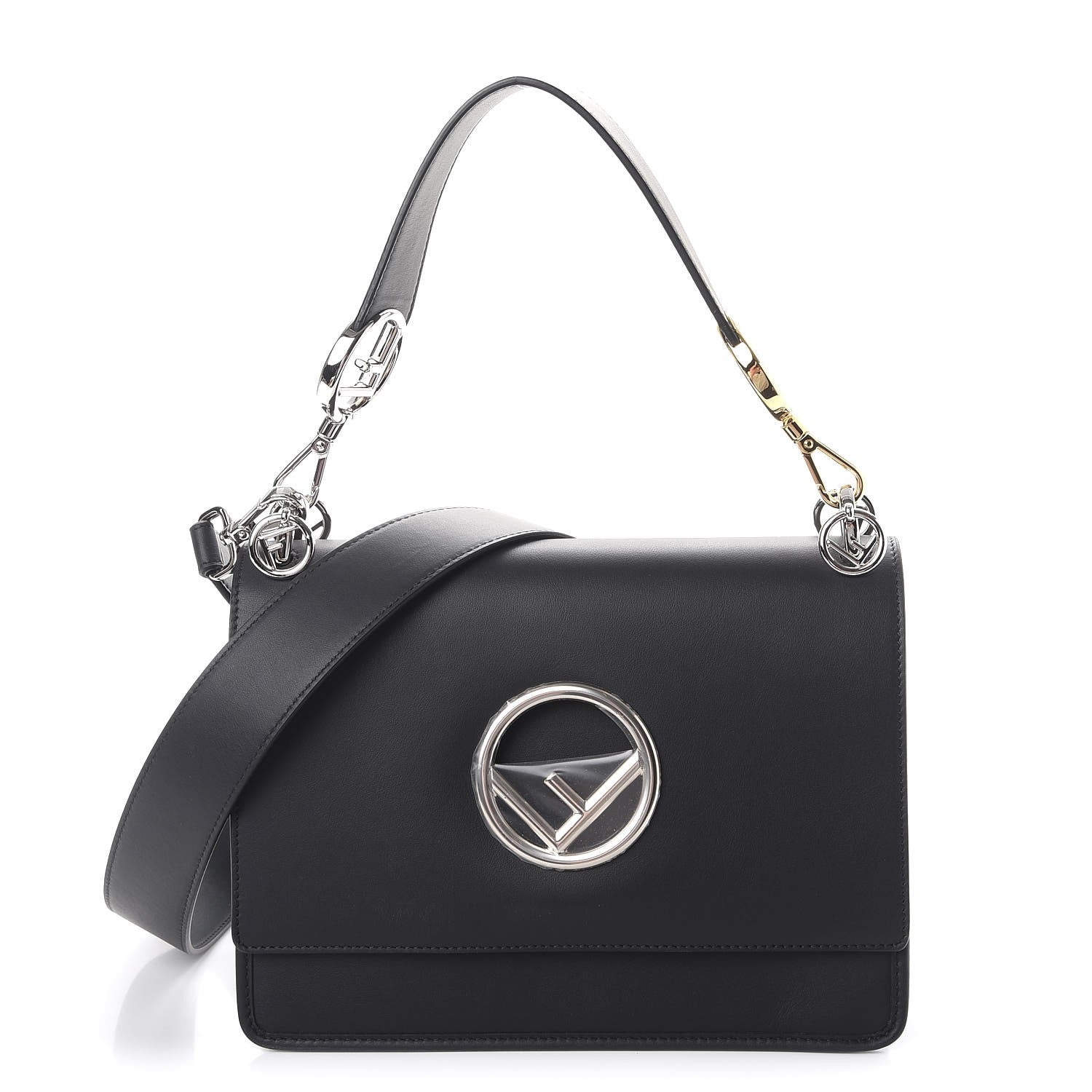 Fendi Vitello Century Opaco F is Fendi Kan I Shoulder Bag Black 1 of 8