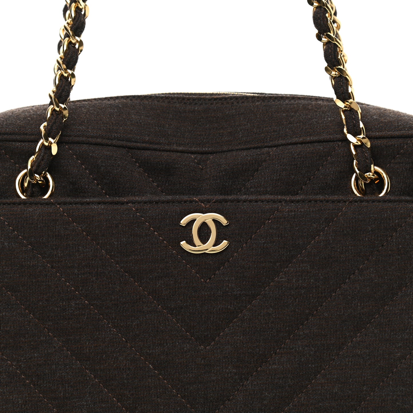 Jersey Chevron Quilted Camera Case Brown