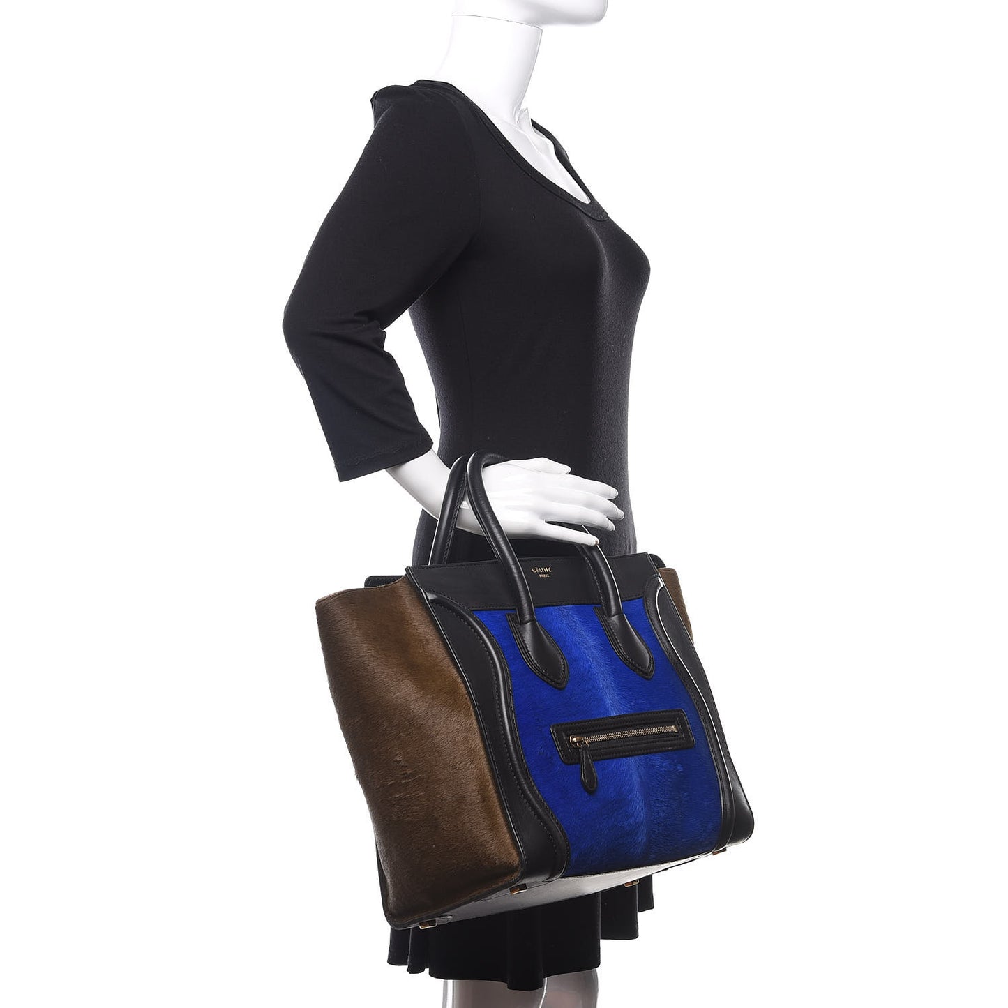 Pony Hair Mini Tri-Color Luggage Royal Blue
