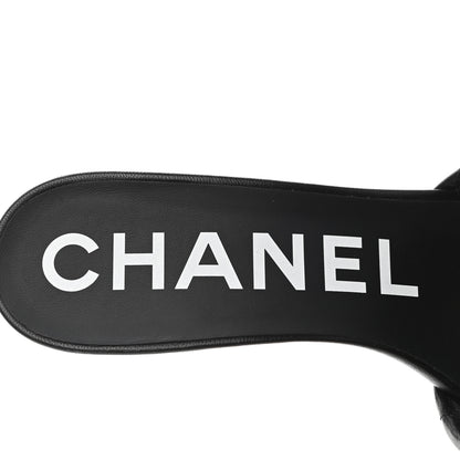Chanel Lambskin Quilted Textured CC Mules 38 Black 7 of 9