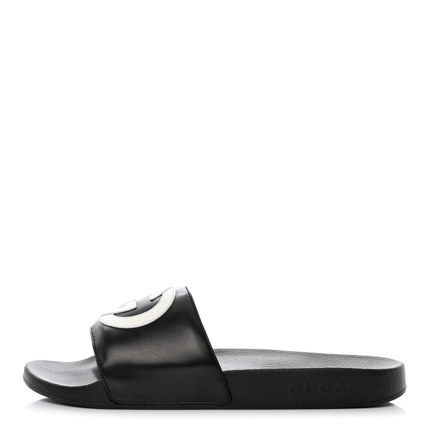 Nappa Miro Soft Calfskin Interlocking G Mens Slide Sandals 9 Black White