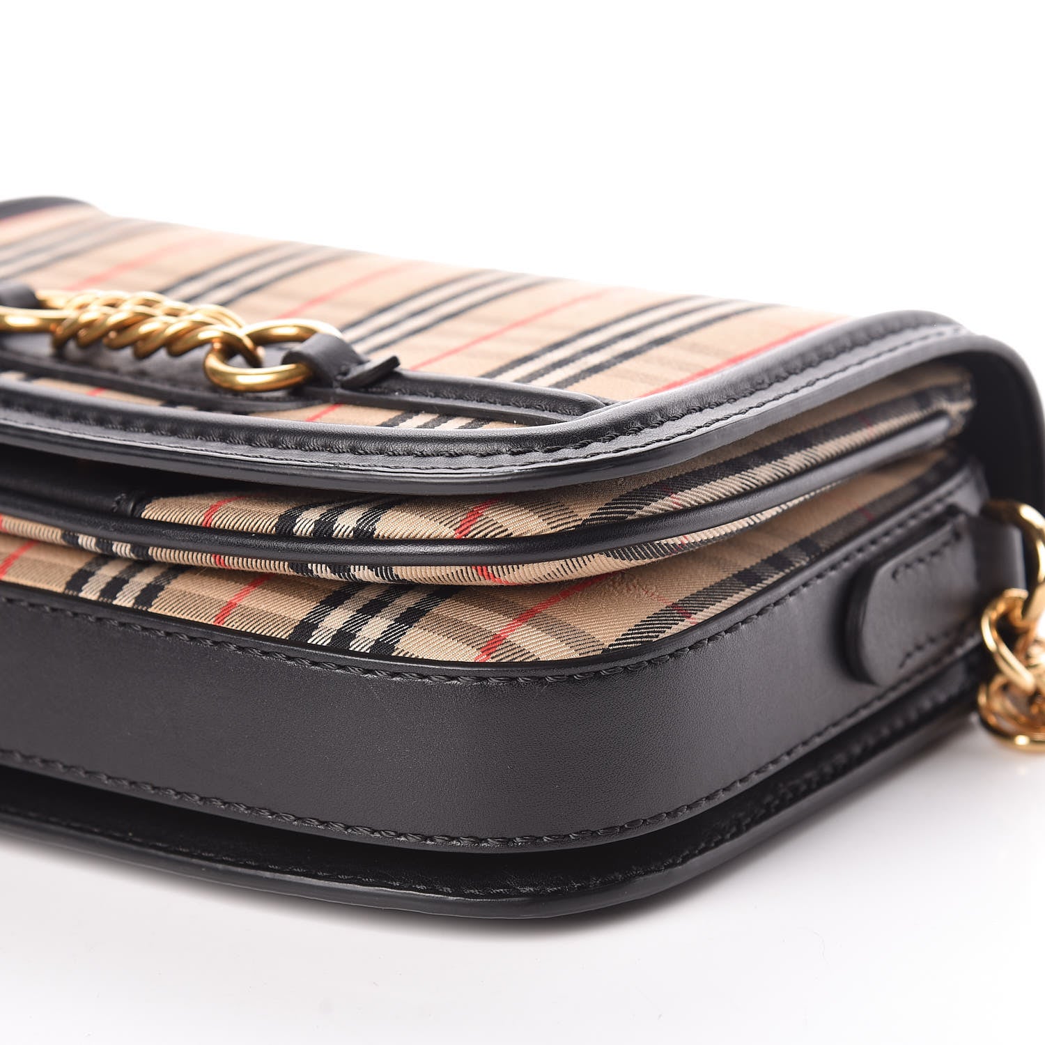Burberry Smooth Calfskin 1983 Knight Check Link Shoulder Bag Black 9 of 10