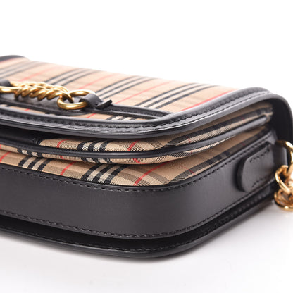 Burberry Smooth Calfskin 1983 Knight Check Link Shoulder Bag Black 9 of 10