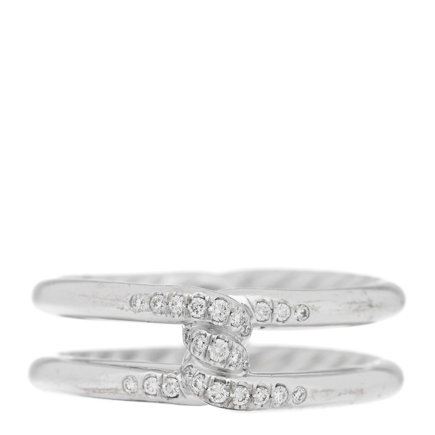 David Yurman 18K White Gold Diamond 6.5mm Continuance Band Ring 54 7 1 of 4