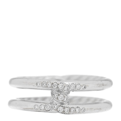 David Yurman 18K White Gold Diamond 6.5mm Continuance Band Ring 54 7 1 of 4