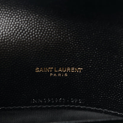 Saint Laurent Grain De Poudre Matelasse Chevron Monogram Envelope Chain Wallet Black 7 of 12