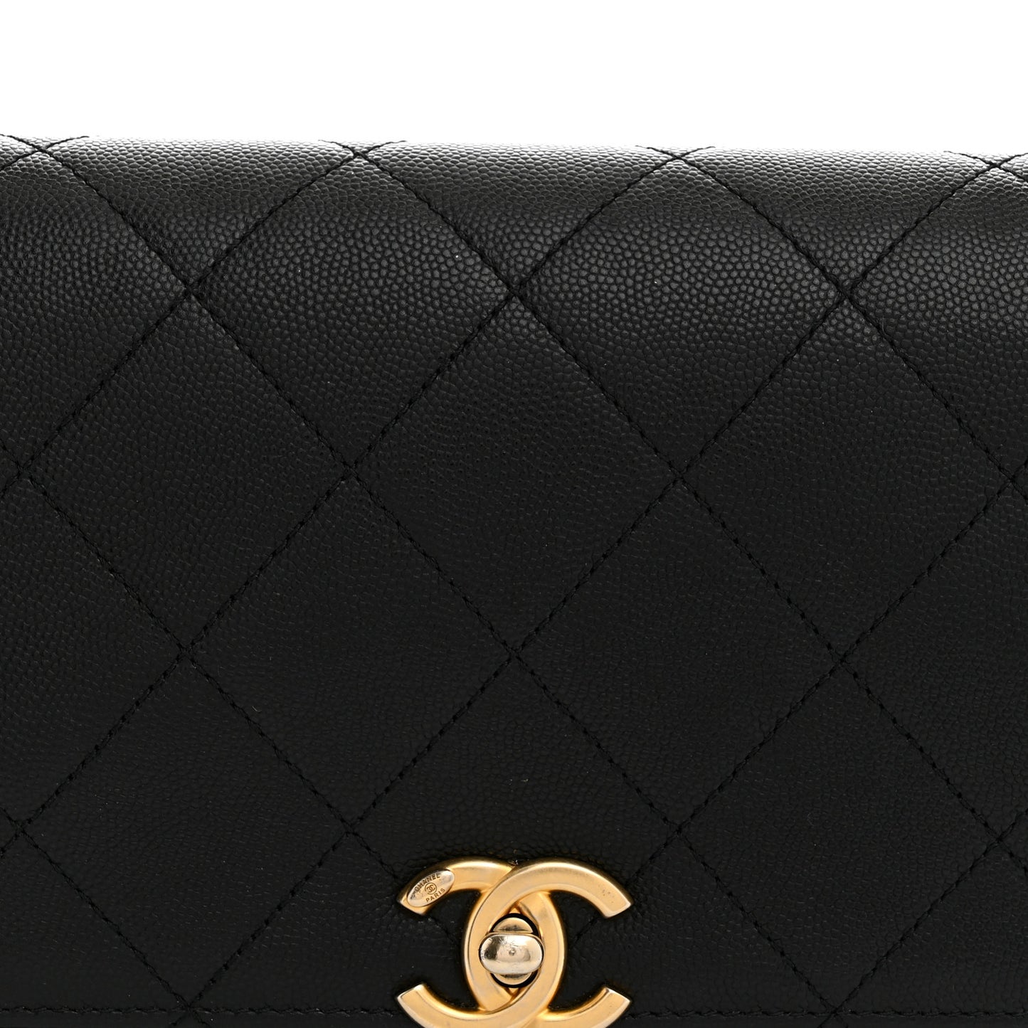 Caviar Quilted Bracelet On Chain Flap Black
