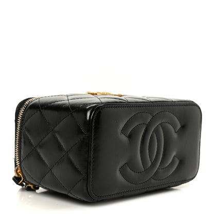 Chanel Shiny Lambskin Quilted CC Links Small Vanity Case With Chain Black 4 of 11