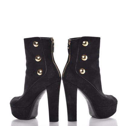 Louis Vuitton Suede Peep Toe Ankle Boots 37 Black 6 of 23