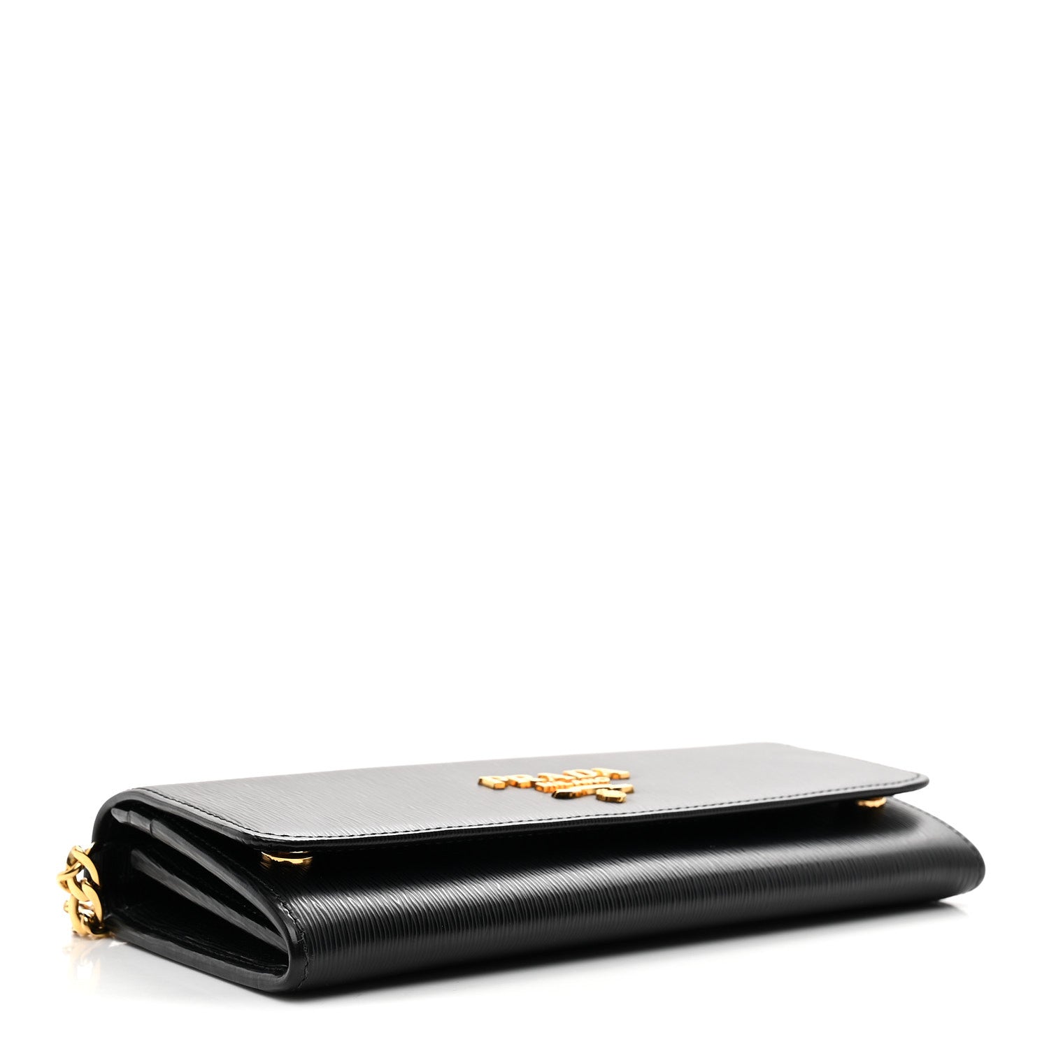 Prada Vitello Move Metal Oro Chain Wallet Black 4 of 10