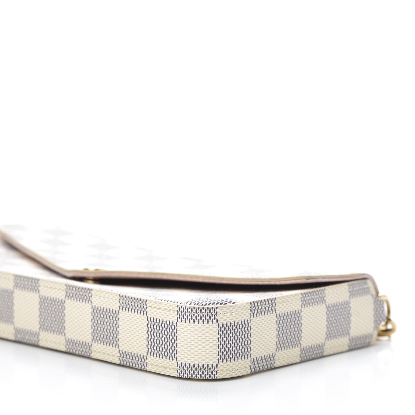 Damier Azur Pochette Felicie Chain Wallet Rose Ballerine