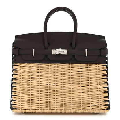 Hermes Wicker Swift Picnic Birkin 25 Naturel Rouge Sellier 1 of 12