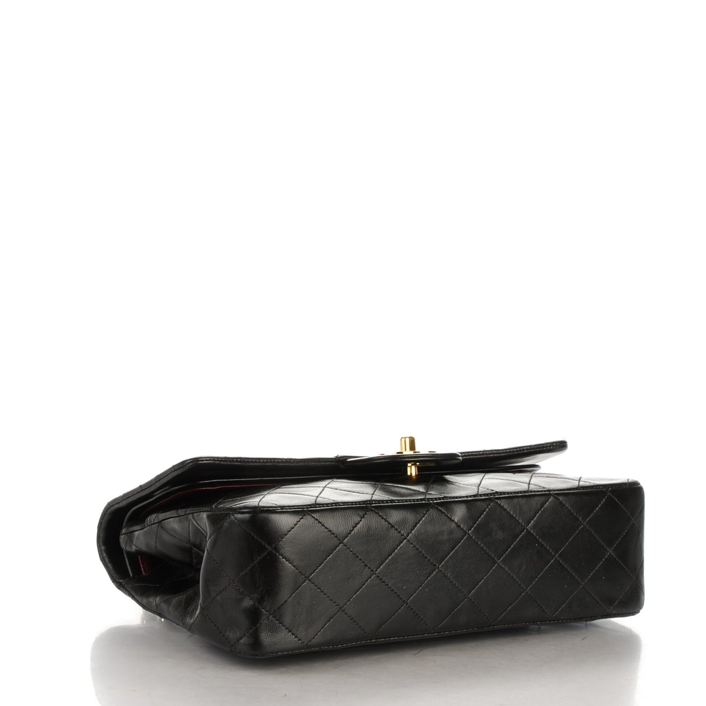 Lambskin Quilted Medium Double Flap Black