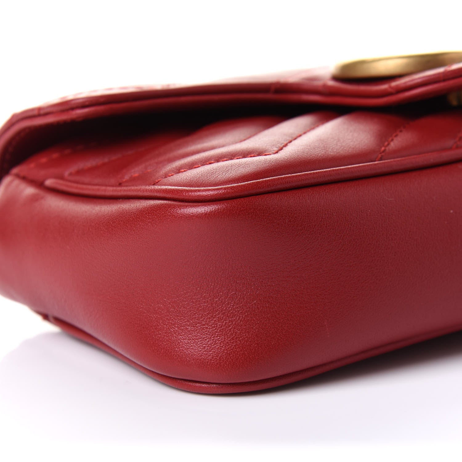 Gucci Calfskin Matelasse Super Mini GG Marmont Shoulder Bag Hibiscus Red 9 of 11