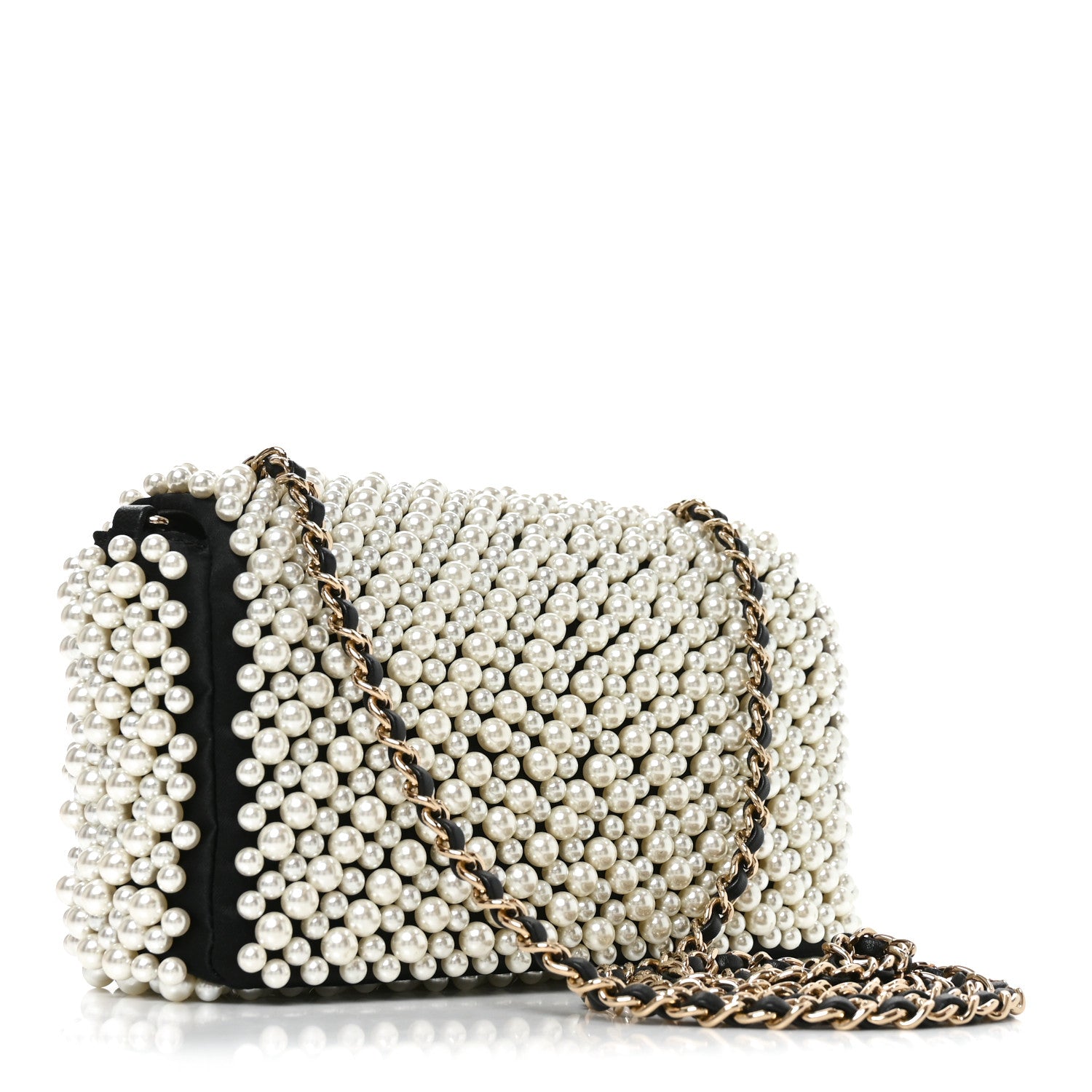 Chanel Lambskin Pearl On Flap Black 3 of 10