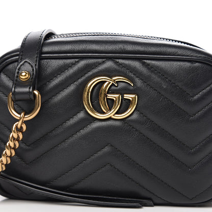 Gucci Calfskin Matelasse Mini GG Marmont Chain Shoulder Bag Black 9 of 9