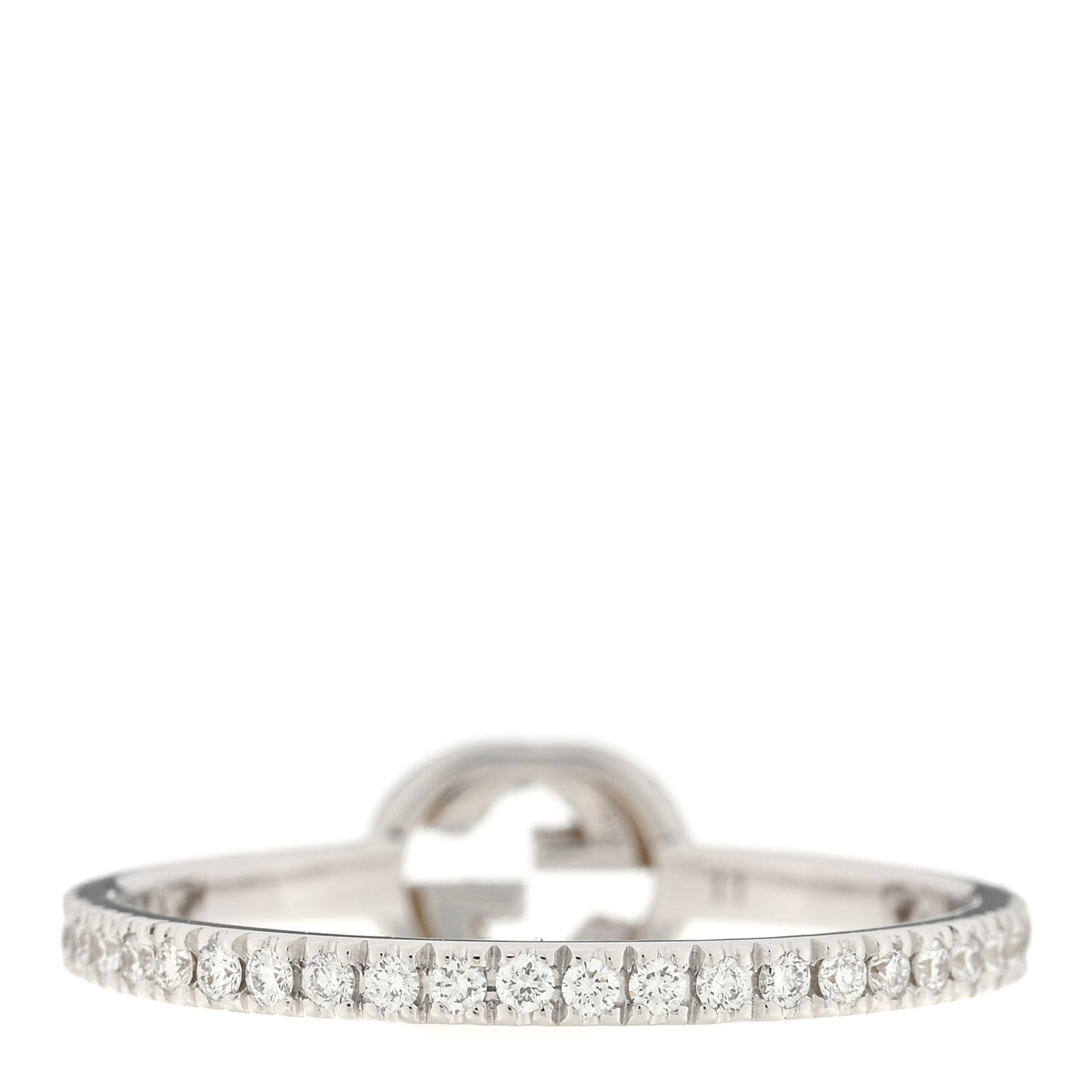 18K White Gold Diamond Interlocking G Ring 50 5.5